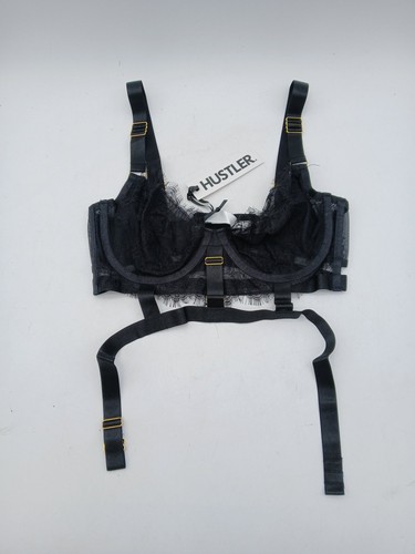 Hustler black lace cage - hustler, bra