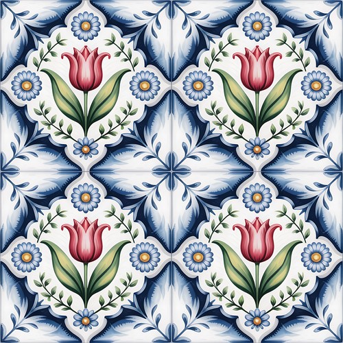 48x blue delft tile - delft,