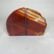 Large Red Polished Cut Base Agate Geode Book End Pair 160mm, Bookend, Brazil