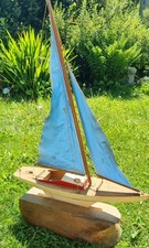 Large Model Yacht Vintage Ship 41 X 55 Cm bluebird Wooden Int Design Maritime