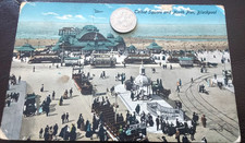 WW1  Blackpool, Talbot Square and North Pier, Toilets, Trams, Victoria Postcard