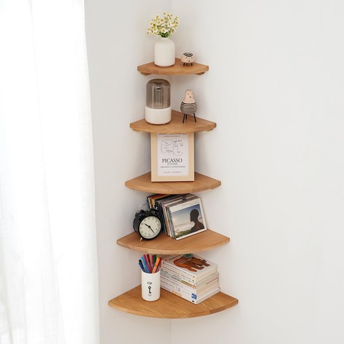 Solid oak corner shelf - oak,