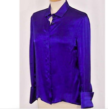 Armani silk blouse shirt cufflinks RRP£300 42 Violet blue appr 38 inch chest 