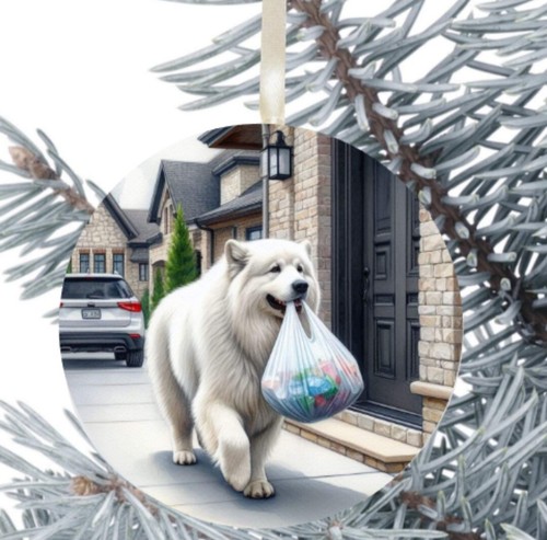 Samoyed dog hanging bauble - samoyed,