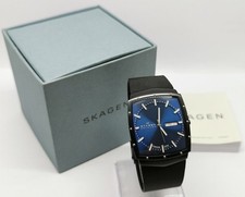 Vtg Skagen Denmark Titanium 396LTMN Black Oblong Milanese Bracelet Gents Watch