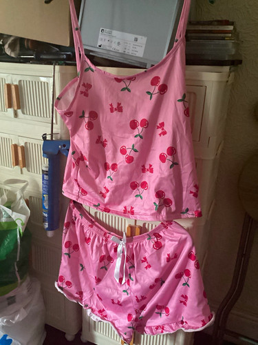 Womens pink cherry print satin - womens,