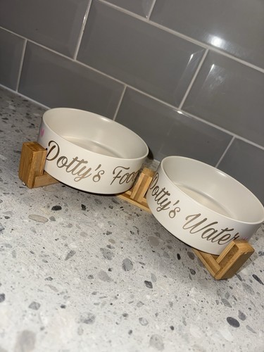 Personalised dog cat - cat, bowls