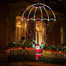 Christmas Decorations Lights Outdoor LED Parachute with Santa Claus 8 Modes New