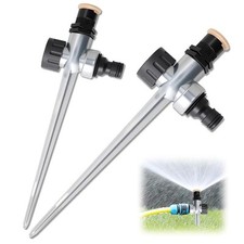 Garden Sprinkler Head with Metal Spike, Adjustable 30°–360° Sprinkler System