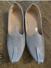 Mens ethnic Jutti Mojari Khussa Indian Wedding Flat Shoe Silver Uk size 8