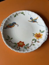 Vintage Grindley Large Dish Plate Made In England Kingfisher And Flowers VGC