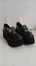 DEMONIA STYLE FAUX LEATHER black Platform Shoes Size Uk 5 Eu 38 Ladies 3" Heels