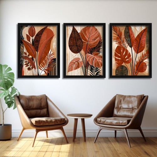 Terracotta botanical wall - terracotta, art