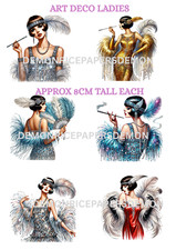 LASER PRINTED A4 DECOUPAGE MULBERRY RICE PAPER ART DECO LADIES