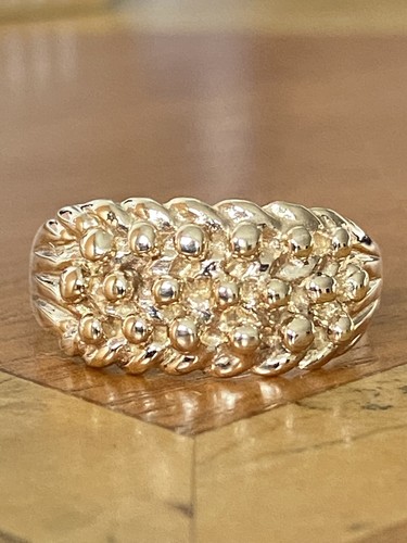 Gents 9ct gold three row - gents,