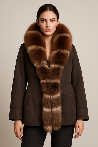 Luxury brown parka with - luxury,