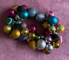 Hand Crafted Bright Bauble Christmas Garland Vintage/Modern Baubles Colourful 