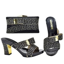 Latest Nigeria Party Shoe And Bag Set Different Color Match Big Set In Italian