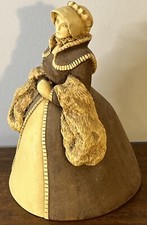 Vintage Marty Sculpture Lady Bell Figurine Martha Carey With Suede-Like Coat