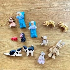 Mixed Miniature Vintage Figures Lot – Schleich 1994 Pigs, Dolls, Bears, Rabbit