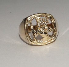 9ct Yellow Gold St Christopher Signet Ring size R
