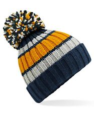 Premium Leeds United Colours Bobble Hat  - Chunky Winter Ski Large Knit