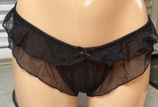 Woman’s CD TV Black Bow Sheer knickers ladies Lacy Panties underwear Size 14
