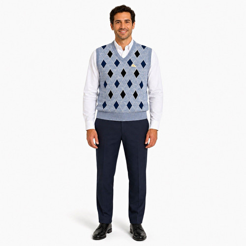 Pure gold men argyle knit - gold,