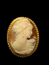 Vintage Resin Cameo Brooch –