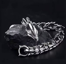 Men's Stainless Steel Dragon Head Viking Biker Heavy Clasp Cuff Bangle Bracelet