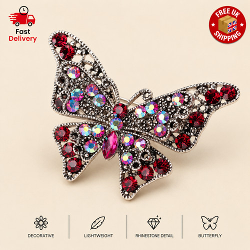 Rhinestone butterfly brooch - rhinestone,
