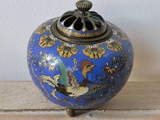 19th century Japanese Meiji period cloisonne enamel Koro. Excellent Condition.