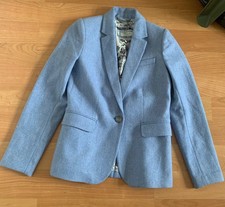 Joules Lizbeth Herringbone Tweed Size 8 Light Blue Blazer Excellent Condtion