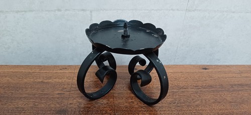 Vintage black metal candle - black,