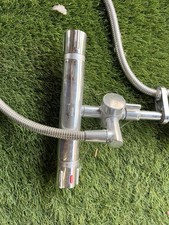 Bathroom Mixer Shower Thermostatic Twin Shower Head Square Bar Valve Set Chrome