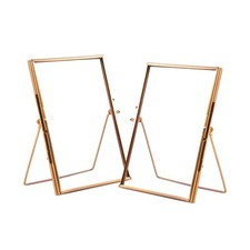 2x Standing Metal Photo Frames Table Desk Picture Display 5" x 7" Rose Gold