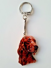 Handmade wooden keyring Red