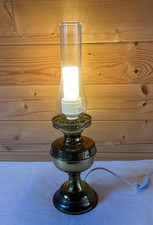 Vintage Brass Oil Lamp Converted Height 10'' Glass Chimney Design