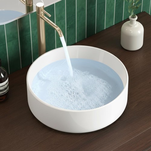 Kes 16in round white ceramic - white,