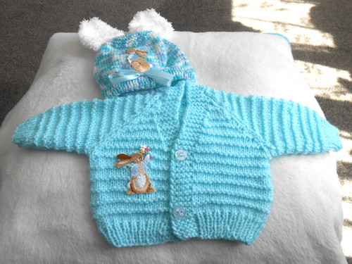 Hand knitted blue - hand,