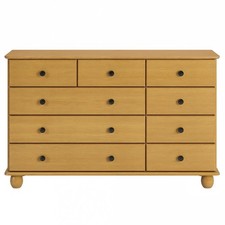 Rustic Chest Of Drawers Solid Pine Wood Wide Classic Design Bedroom Furniture UK