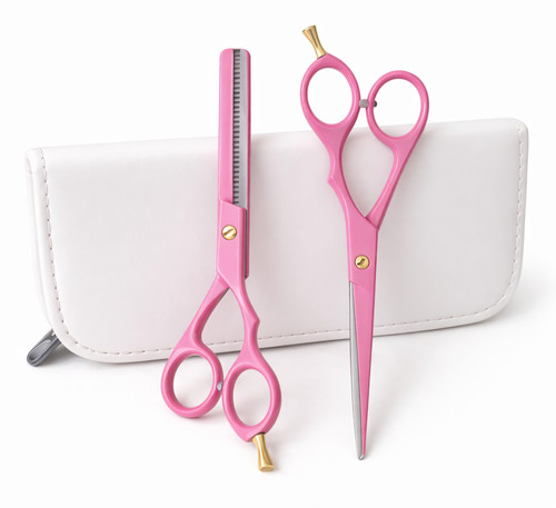 Pink hair cutting scissors - pink,