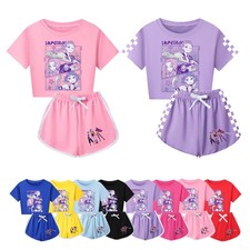 Kids Girls Devil Hunters KPop T-Shirt Shorts Outfit Set Tracksuit Pyjamas Set