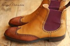 Jospeh Cheaney Two Tone Tan Brown Leather Brogue Chelsea Boots Shoes UK 9.5 F