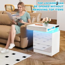 LED Bedside Table 3 Drawers