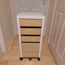 IKEA Micke white/birch 4 drawer file  unit on castors 