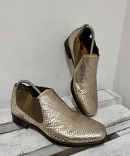 Dries Van Noten Rare Men's Gold Metallic Snake Python Chelsea Boots Shoes 42 8