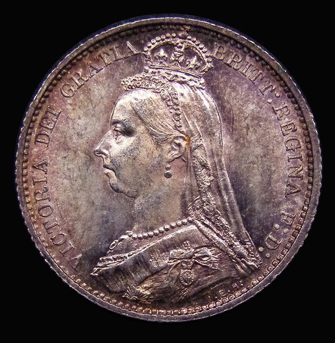 Sixpence 1887 jubilee head - sixpence,