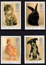 GB 1990 RSPCA set cat dog rabbit duck SG 1479-1482 MNH mint *COMBINED POSTAGE*
