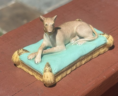 Antique porcelain greyhound - porcelain,